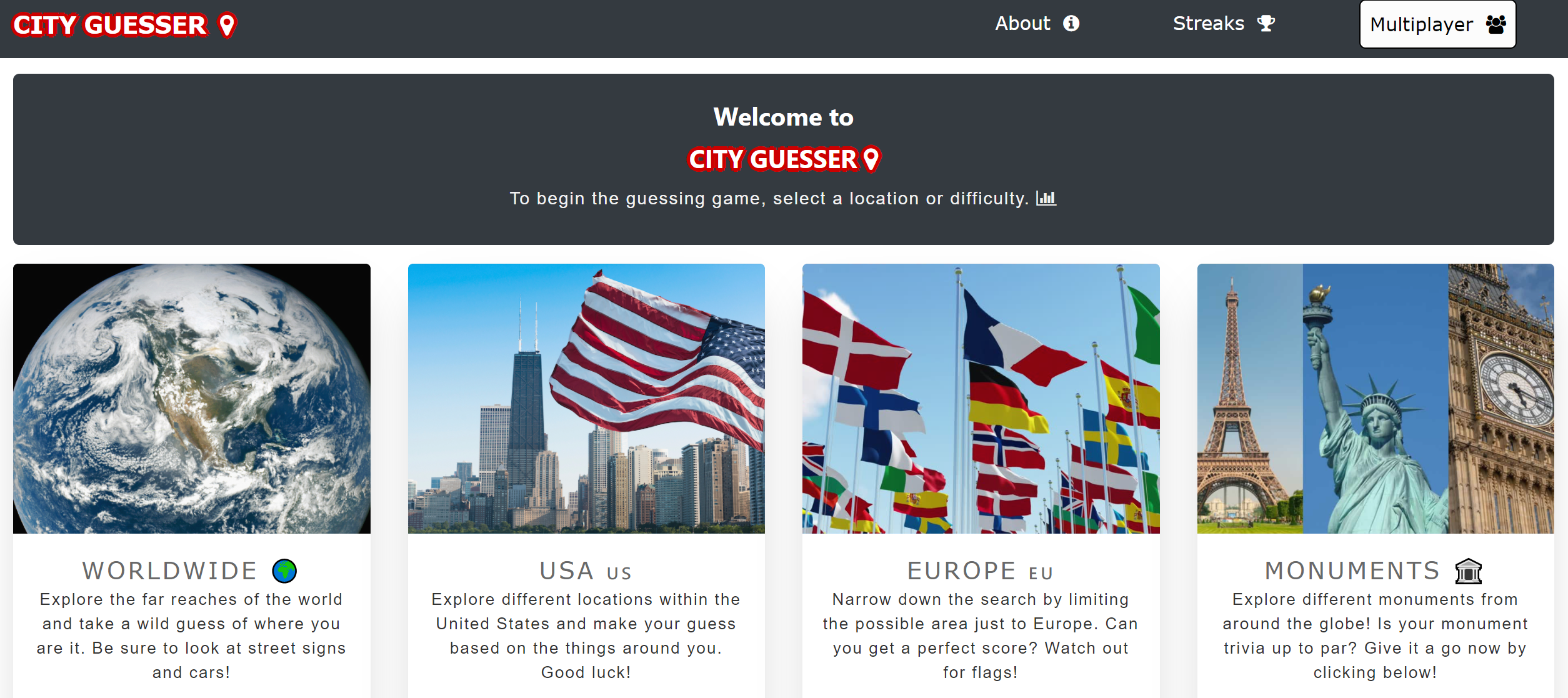 City Guesser gameplay